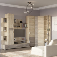 Стенка Бриз + Пенал 15 + Угловой шкаф ШКУ-14 + Пенал 18 сонома+трюфель (8623)