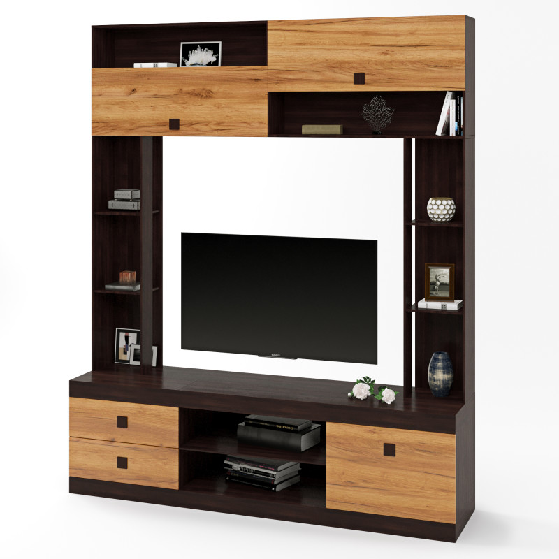 Стенка для гостиной Соната венге темный + дуб крафт золотой (8630)