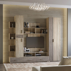 Стенка для гостиной Бриз + Шкаф ШП-2 сонома + трюфель (8633)