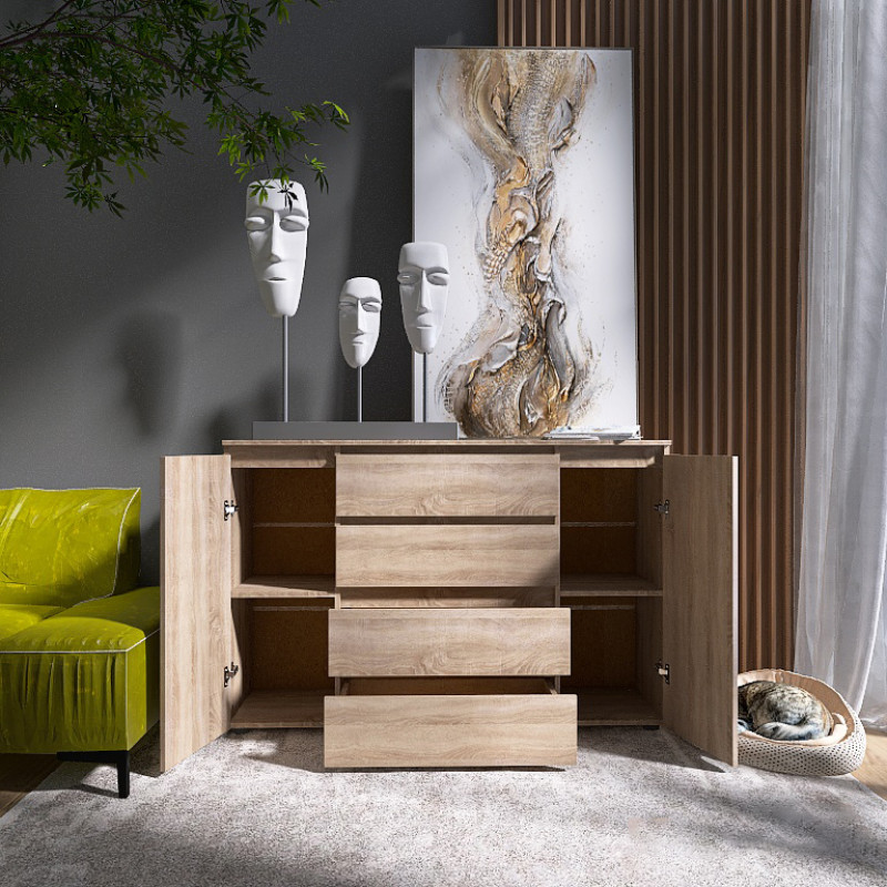 Комод КЛ-4 Лайт (телескопические) 140х38х93 см Дуб сонома (9558)