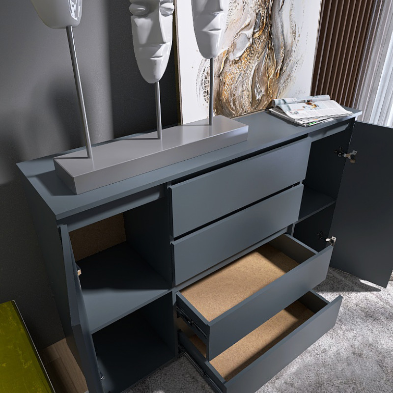 Комод КЛ-4 Лайт 140х38х93 см Графит (9912)