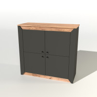 Тумба 4-х дверная закрытая Нордик-980 98х38х92 см Графит + Дуб крафт золотой (13262)