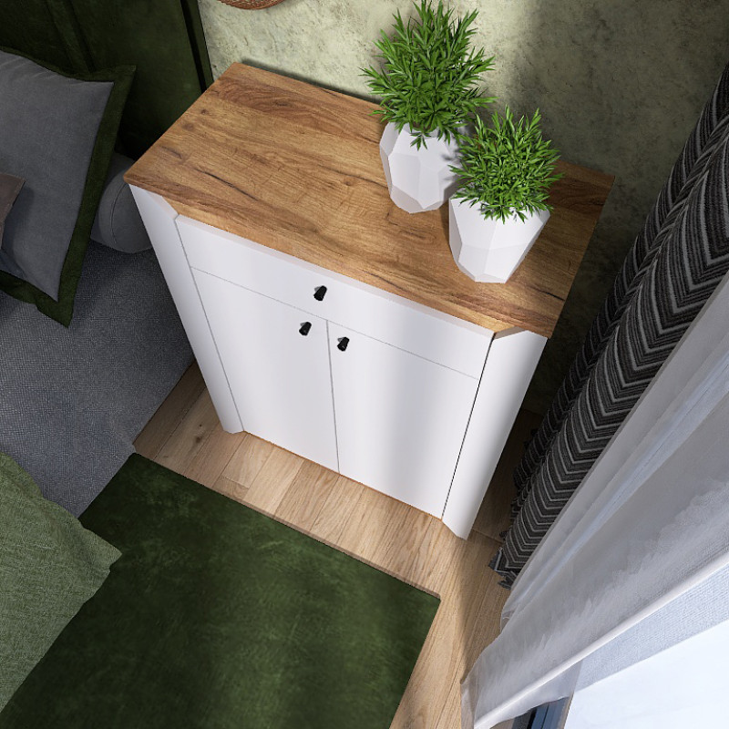 Тумба закритая Нордик-800 80х38х100 см Белый + Дуб крафт золотой (13263)