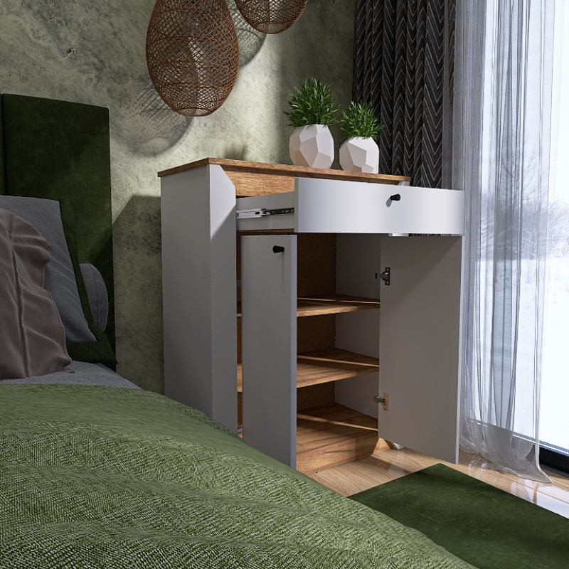 Тумба закритая Нордик-800 80х38х100 см Белый + Дуб крафт золотой (13263)