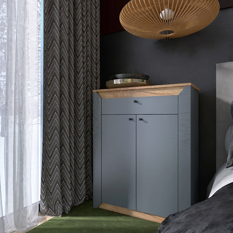 Тумба закритая Нордик-800 80х38х100 см Графит + Дуб крафт золотой (13264)