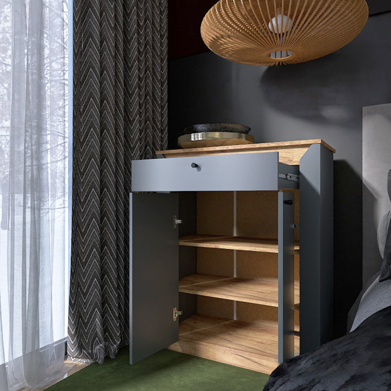 Тумба закритая Нордик-800 80х38х100 см Графит + Дуб крафт золотой (13264)