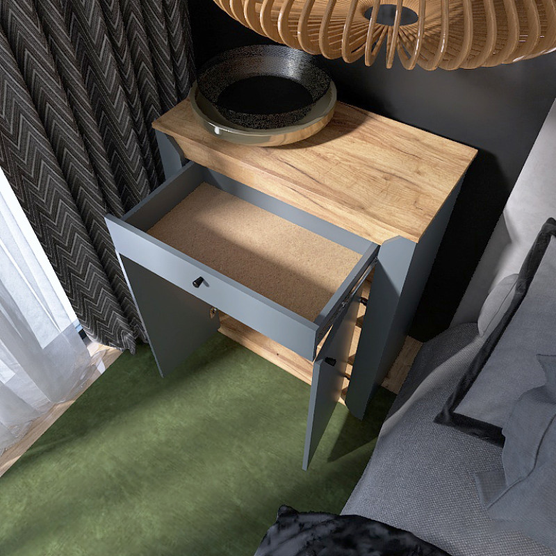 Тумба закритая Нордик-800 80х38х100 см Графит + Дуб крафт золотой (13264)