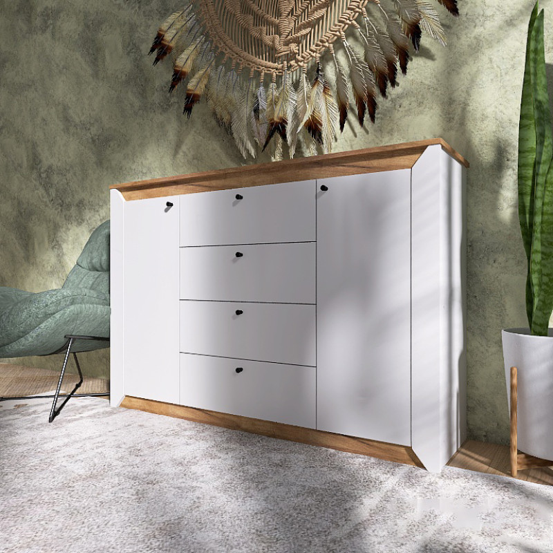 Комод в спальню Нордик-1400 140х38х95 см Белый + Крафт золотой (13265)