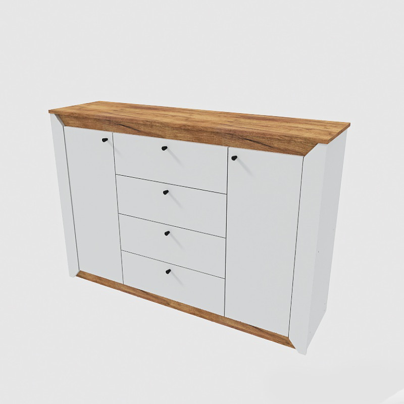 Комод в спальню Нордик-1400 140х38х95 см Белый + Крафт золотой (13265)