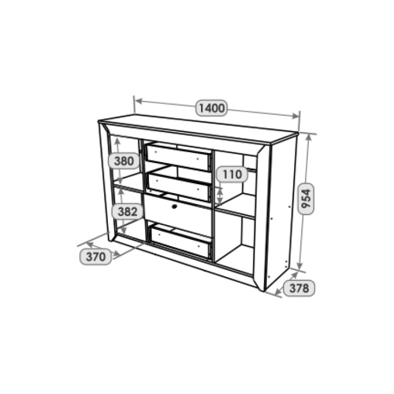 Комод в спальню Нордик-1400 140х38х95 см Графит + Дуб крафт золотой (13266)