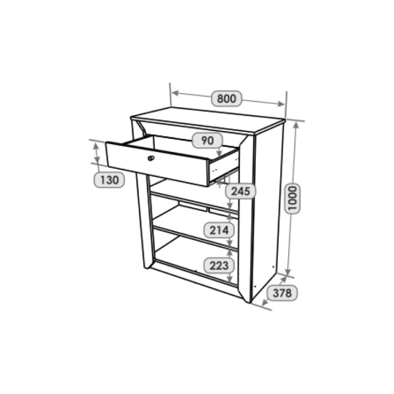 Тумба закритая Нордик-800 80х38х100 см Графит + Дуб крафт золотой (13264)