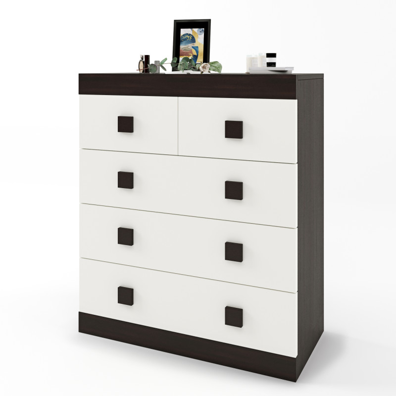 Комод для вещей на 5 ящиков Соната-3 80х38х94 венге + белый (8962)
