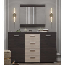 Большой комод К-7 Британия (телескопические) + Зеркало Британия венге + дуб молочный (9010)