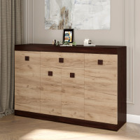 Большой комод с дверями и ящиком Соната-7 140х38х94 венге темный + дуб крафт золотой (8461)