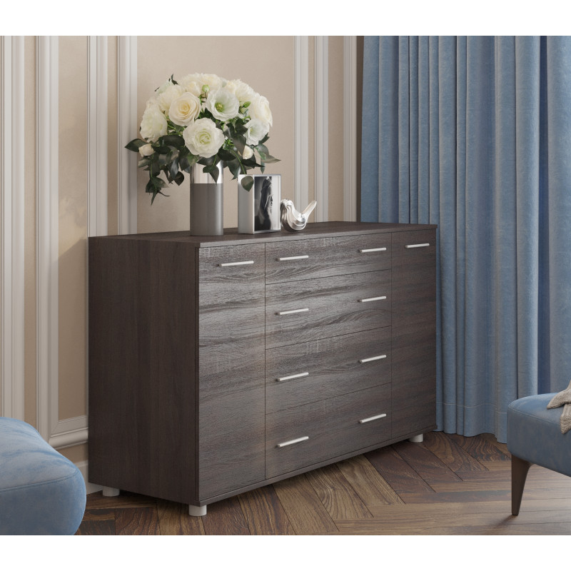 Комод для вещей К-4 130х38х73 венге темный Телескопические (шариковые) (8470)