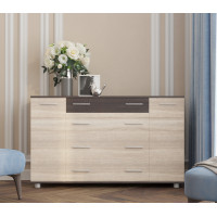 Комод для вещей К-4 130х38х73 венге темный+дуб молочный Телескопические (шариковые) (8472)