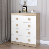 Комод для вещей на 5 ящиков Соната-3 80х38х94 дуб сонома + белый (8475)