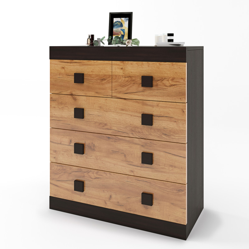 Комод для вещей на 5 ящиков Соната-3 80х38х94 венге темный дуб крафт золотой (8476)