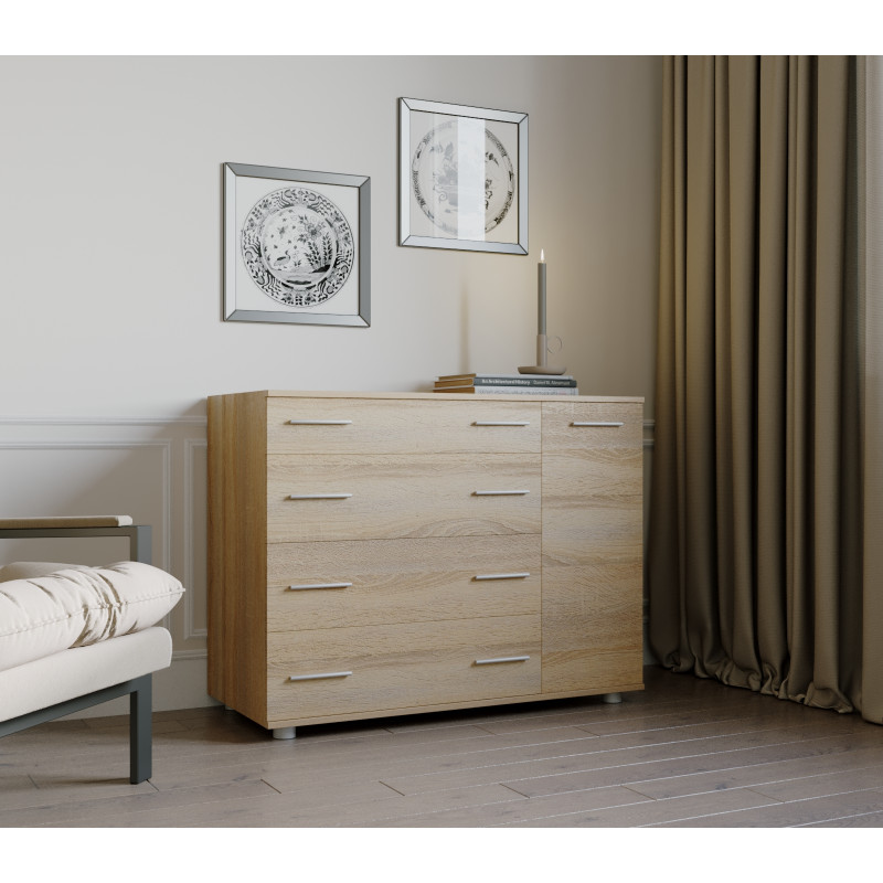 Комод для спальной комнаты с 4-мя ящиками К-3 (телескопические) 100х38х73 дуб сонома (8775)