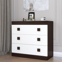 Комод на 3 ящика Соната-1 80х38х75 венге темный + белый (8490)