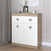 Комод с дверью и ящиком Соната-4 80х38х94 дуб сонома + белый (8509)