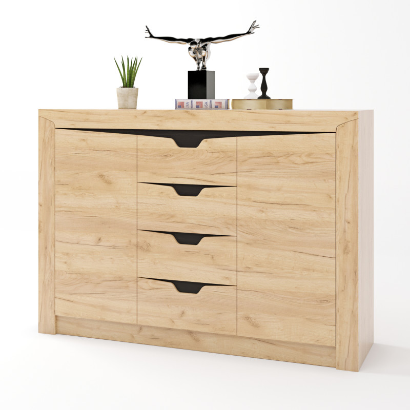 Большой комод для вещей Либерти-1400 140х38х98.5 дуб крафт золотой (8514)