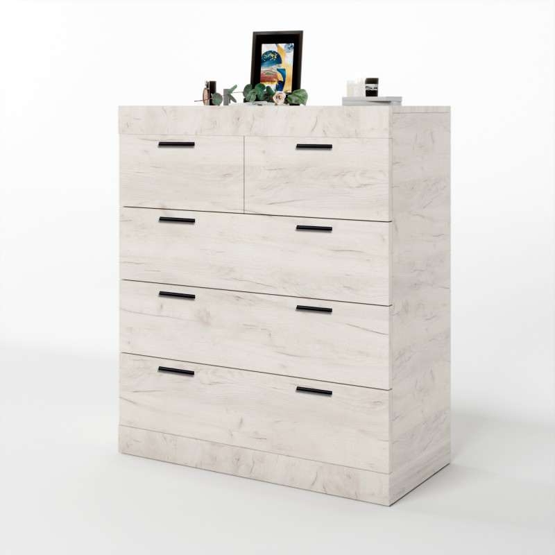 Комод для вещей на 5 ящиков Соната-3 80х38х94 дуб крафт белый (8815)