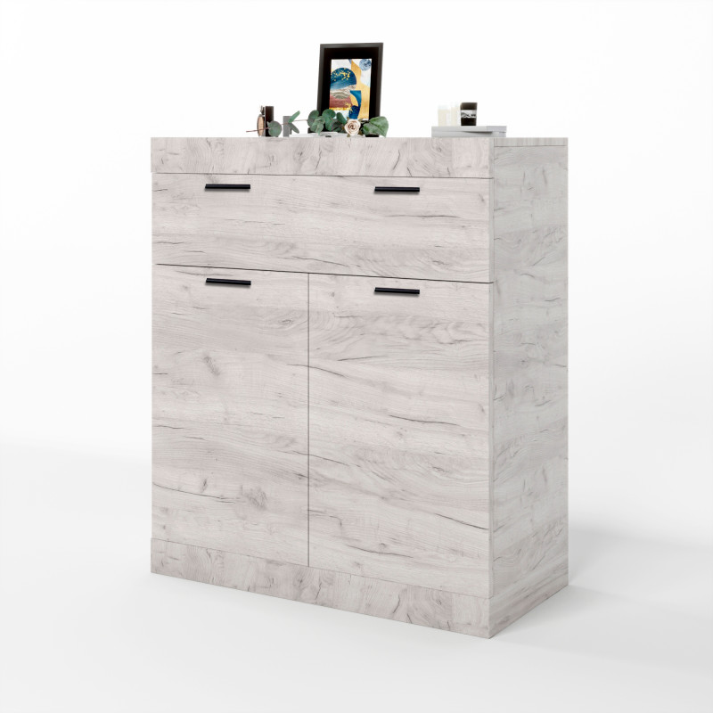 Комод с дверью и ящиком Соната-4 80х38х94 дуб крафт белый (8817)