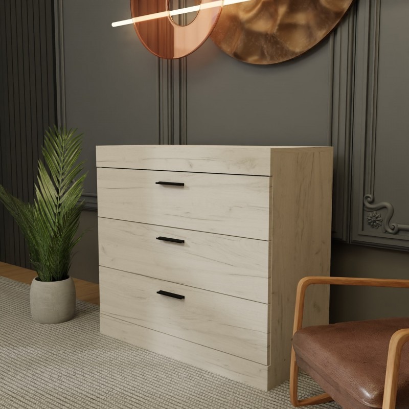 Комод на 3 ящика Соната-1 80х38х75 дуб крафт белый (8811)