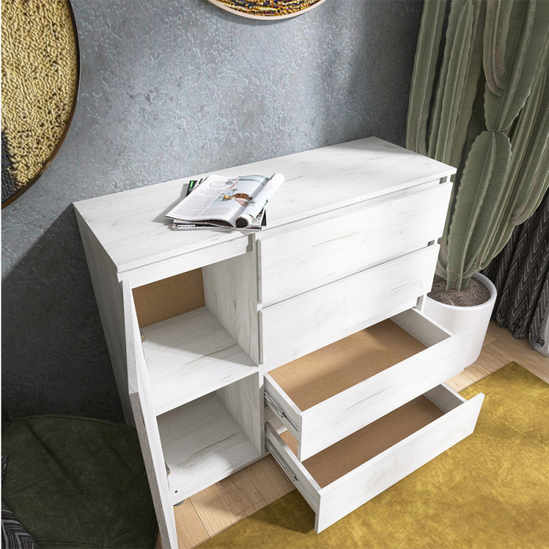 Комод КЛ-3 Лайт 105х38х93 см Дуб Крафт белый (31405)