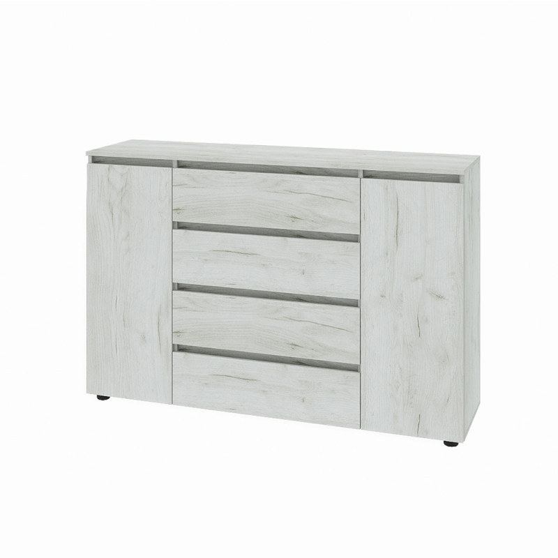 Комод КЛ-4 Лайт (телескопические) 140х38х93 см Дуб Крафт белый (31406)