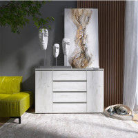 Комод КЛ-4 Лайт (телескопические) 140х38х93 см Дуб Крафт белый (31406)