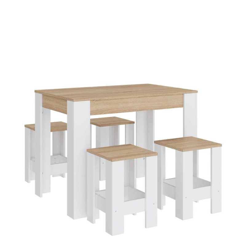 Обеденный комплект стол СТО-1/4 табурета Т-1 (4шт) Дуб сонома/Нимфея Альба (31780)
