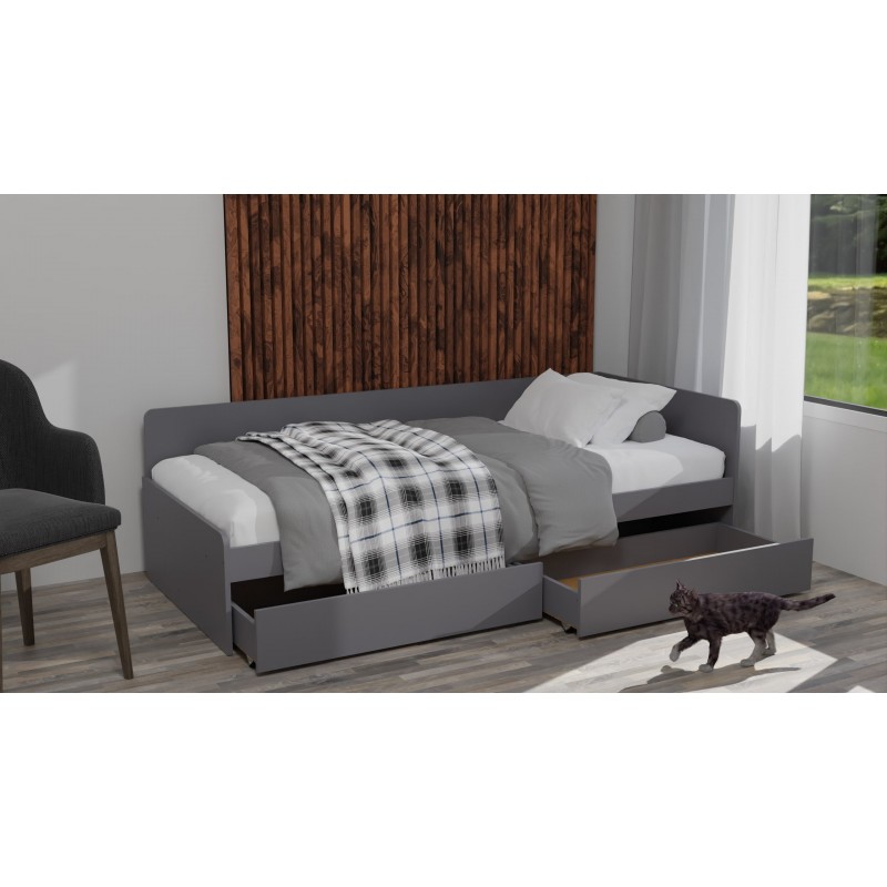 Односпальная кровать с ящиками Соната-800 80х190 см Графит (13448)