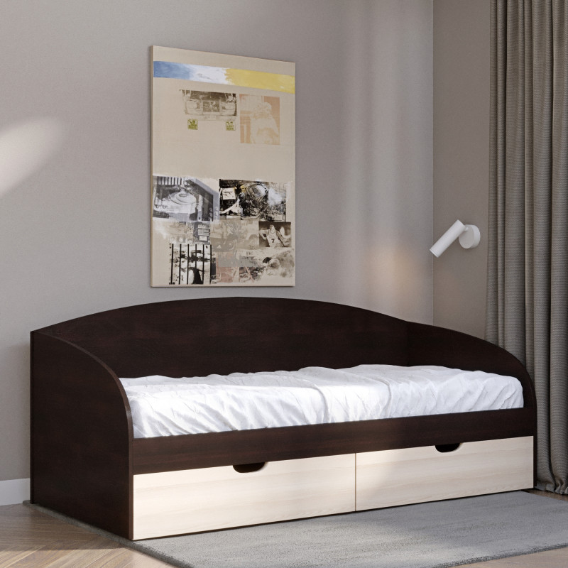 Кровать односпальная Комфорт 80х190 см венге + дуб молочный (8404)