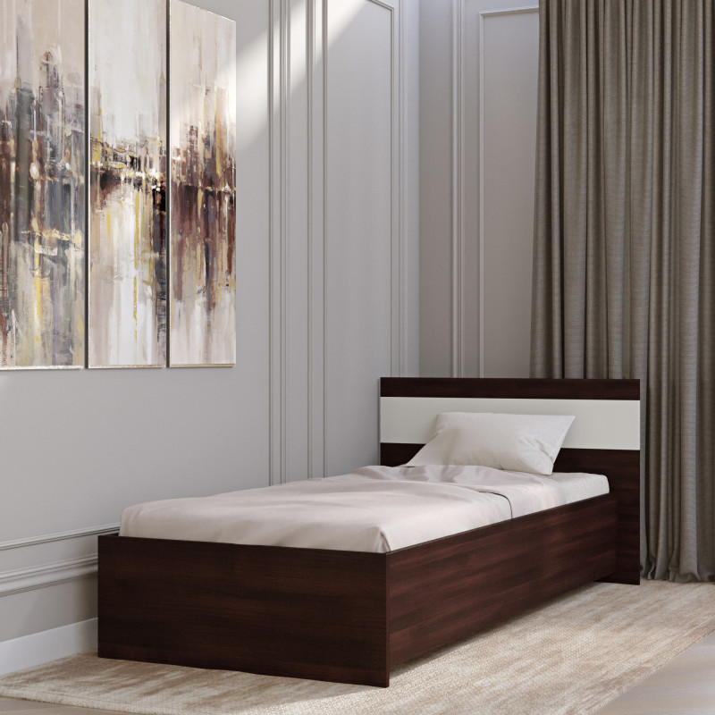 Односпальная кровать Соната-900 90х200 см венге темный + белый (8421)