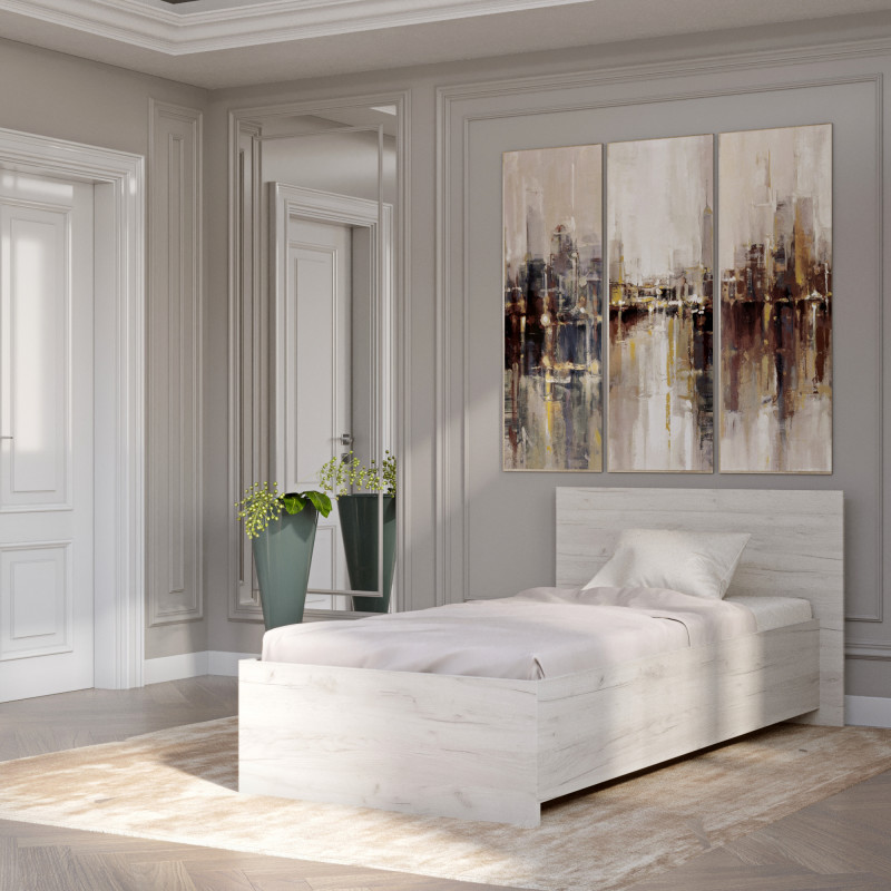 Односпальная кровать Соната-900 90х200 см дуб крафт белый (8793)