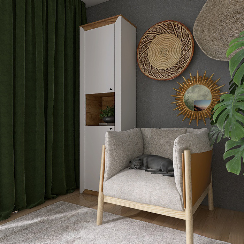 Пенал открытий Нордик-600 Белый + Дуб крафт золотой (13267)