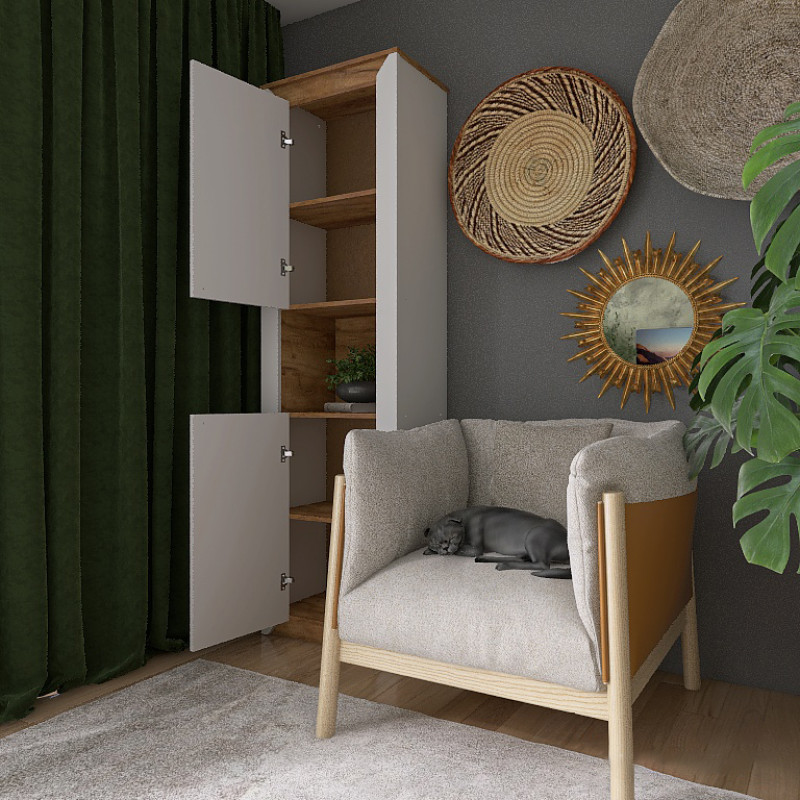 Пенал открытий Нордик-600 Белый + Дуб крафт золотой (13267)