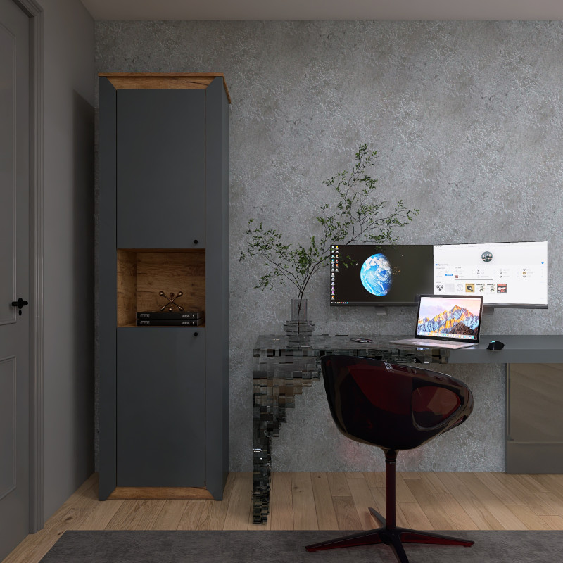 Пенал открытый Нордик-600 Графит + Дуб крафт золотой (13268)