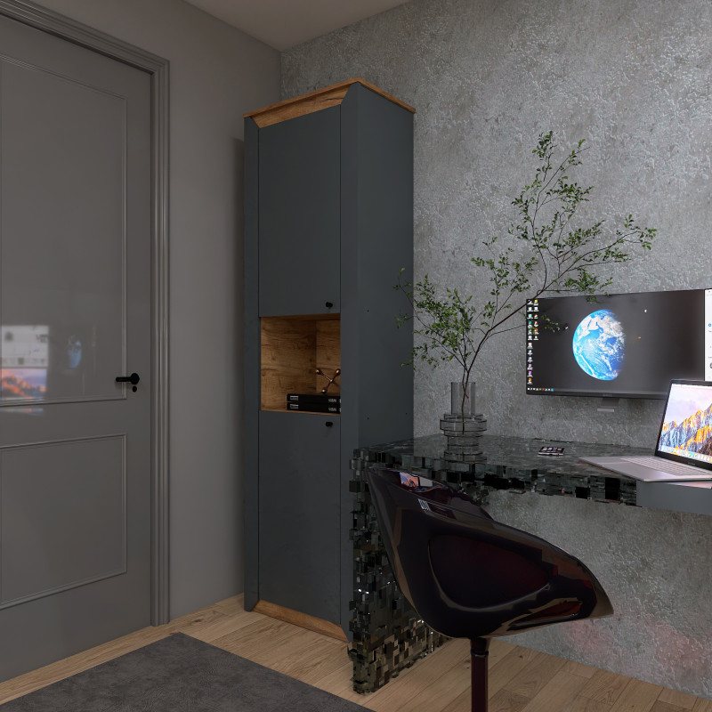 Пенал открытый Нордик-600 Графит + Дуб крафт золотой (13268)