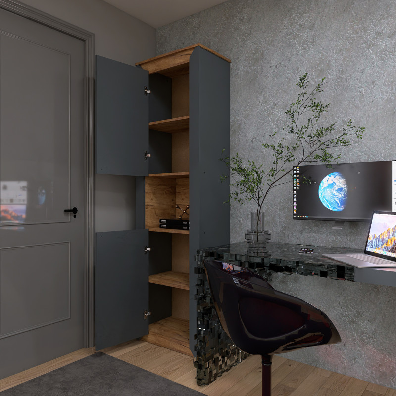 Пенал открытый Нордик-600 Графит + Дуб крафт золотой (13268)