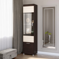 Шкаф-пенал витрина Британия-19 венге + дуб молочный (8562)