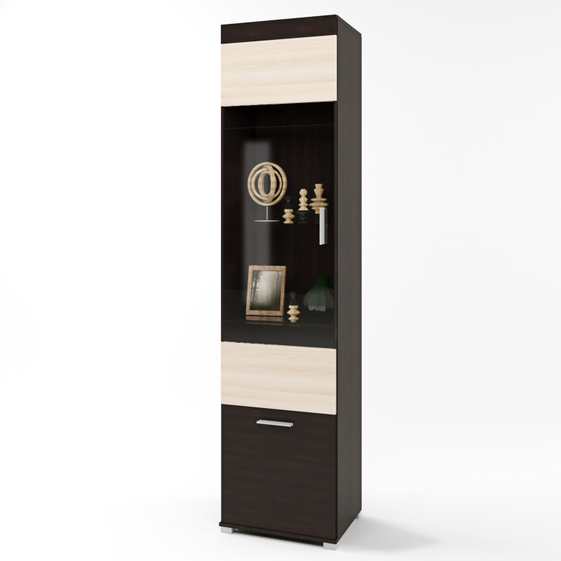 Шкаф-пенал витрина Британия-19 венге + дуб молочный (8562)