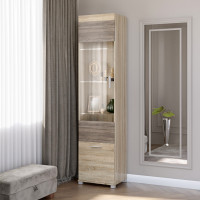 Шкаф-пенал витрина Британия-19 сонома + трюфель (8563)