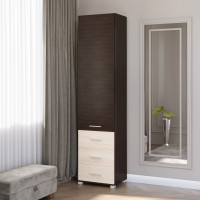 Шкаф-пенал закрытый с ящиками Бриз-17 венге + дуб молочный (8570)