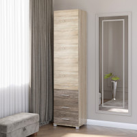 Шкаф-пенал закрытый с ящиками Бриз-17 сонома + трюфель (8571)