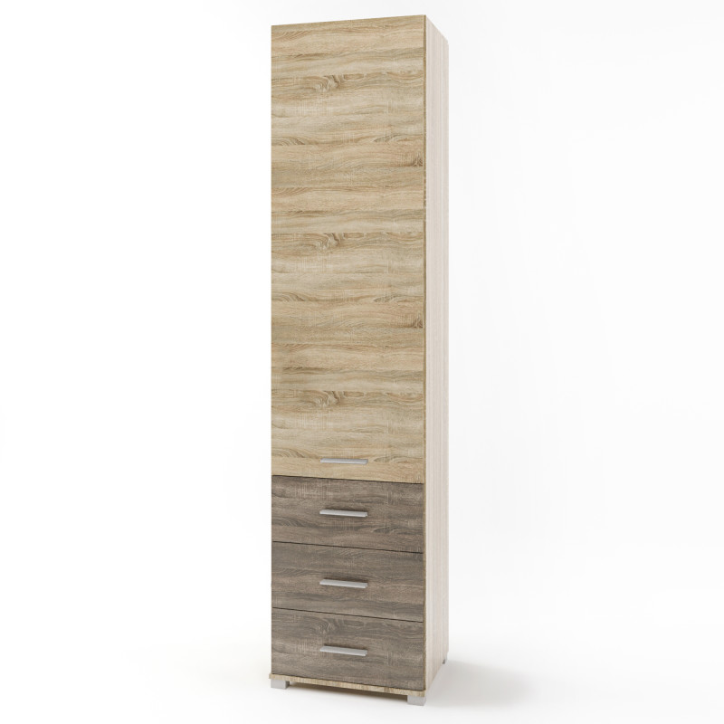 Шкаф-пенал закрытый с ящиками Бриз-17 сонома + трюфель (8571)