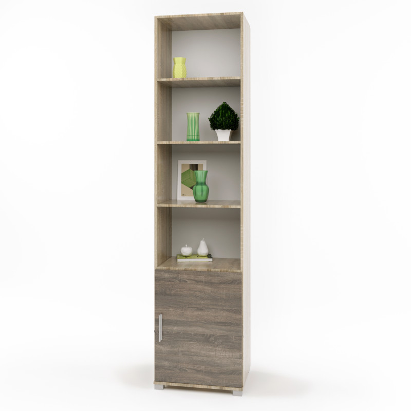 Шкаф-пенал открытый Бриз-14 сонома + трюфель (8579)