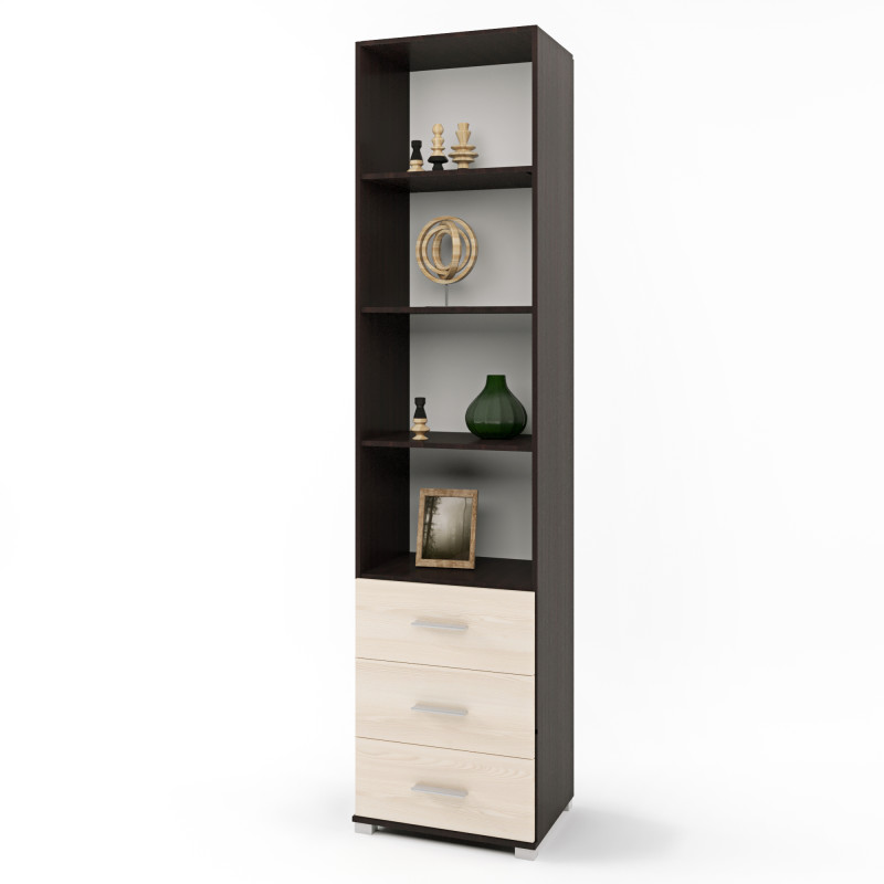 Шкаф-пенал открытый с ящиками Бриз-16 венге + дуб молочный (8580)